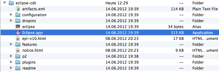Eclipse CDT folder Mac OS X