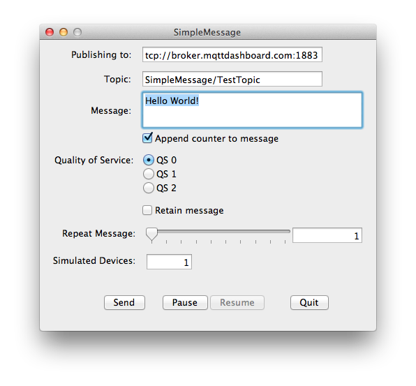 SimpleMessage MQTT Mac OS X Client